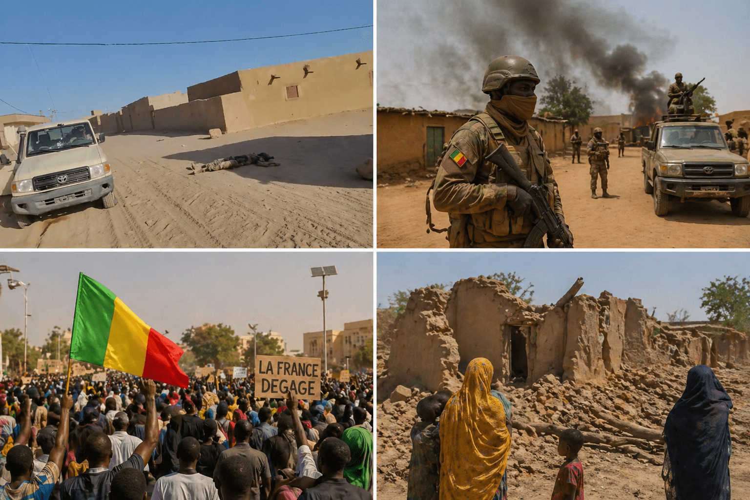 Street aftermath of fighting in Mali — April 25, 2026